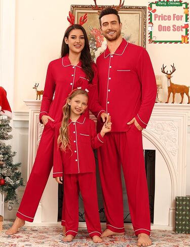 SWOMOG Family Matching Pajamas Set Button Down Sleepwear Long Sleeve Nightwear Christmas PJS Holiday Pajamas in Saudi Arabia