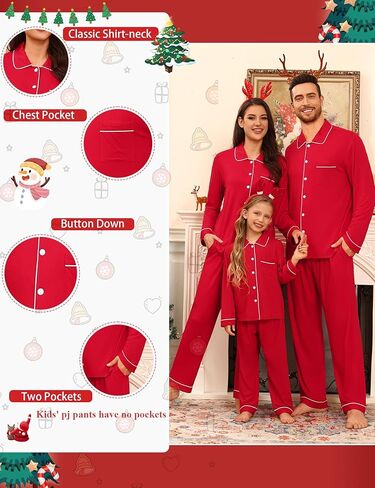 SWOMOG Family Matching Pajamas Set Button Down Sleepwear Long Sleeve Nightwear Christmas PJS Holiday Pajamas in Saudi Arabia