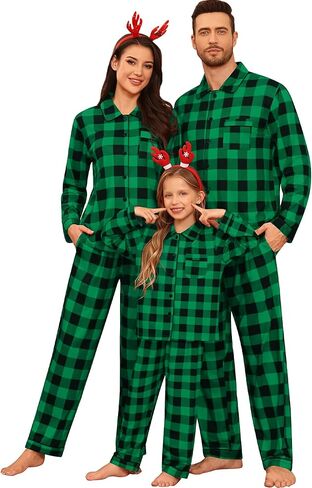 SWOMOG Family Matching Pajamas Set Button Down Sleepwear Long Sleeve Nightwear Christmas PJS Holiday Pajamas in Saudi Arabia