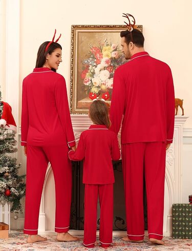 SWOMOG Family Matching Pajamas Set Button Down Sleepwear Long Sleeve Nightwear Christmas PJS Holiday Pajamas in Saudi Arabia