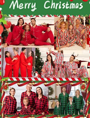 SWOMOG Family Matching Pajamas Set Button Down Sleepwear Long Sleeve Nightwear Christmas PJS Holiday Pajamas in Saudi Arabia