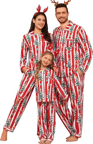 SWOMOG Family Matching Pajamas Set Button Down Sleepwear Long Sleeve Nightwear Christmas PJS Holiday Pajamas in Saudi Arabia