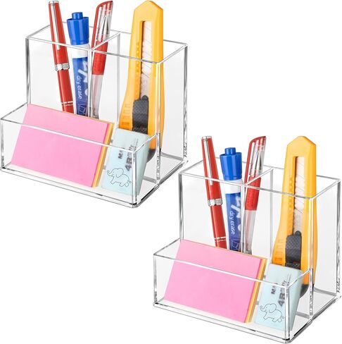 Pen Holder for Desk, Clear Acrylic Pencil Holder for Desk, Marker Holder with 3 Compartments, Pencil Organizer for Home, Office, Classroom, Bathroom in Saudi Arabia