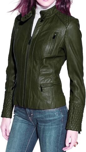 Benjer Skins Women's Leather Jacket Stylish Motorcycle Biker Genuine Lambskin 31 in Saudi Arabia