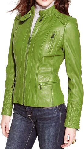 Benjer Skins Women's Leather Jacket Stylish Motorcycle Biker Genuine Lambskin 31 in Saudi Arabia