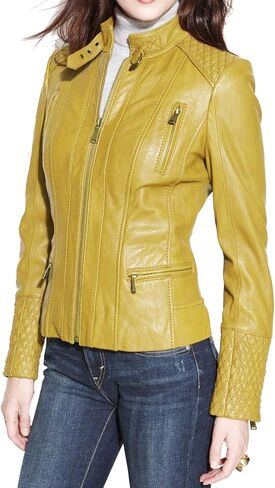 Benjer Skins Women's Leather Jacket Stylish Motorcycle Biker Genuine Lambskin 31 in Saudi Arabia