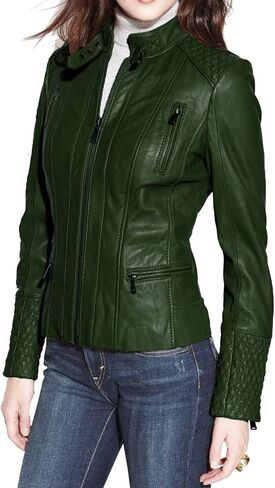 Benjer Skins Women's Leather Jacket Stylish Motorcycle Biker Genuine Lambskin 31 in Saudi Arabia