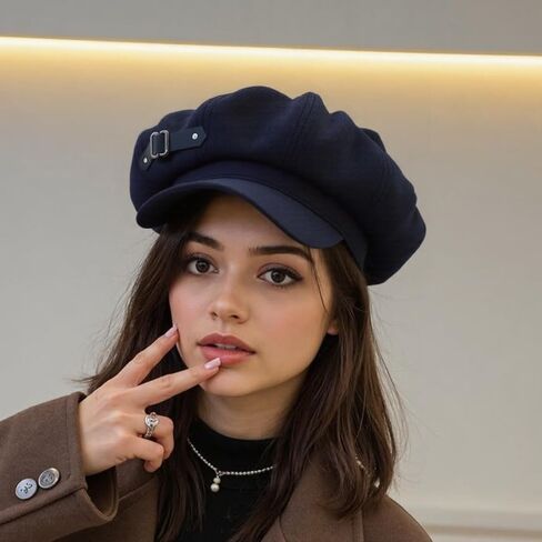 Dark Berets Cabbie Hat Buckle Painter Berets Baker Boy for Street Strolling Dark Fashion Props Cats Ear in Saudi Arabia