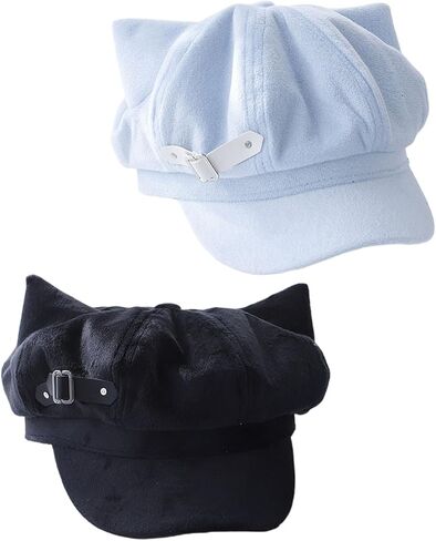 Dark Berets Cabbie Hat Buckle Painter Berets Baker Boy for Street Strolling Dark Fashion Props Cats Ear in Saudi Arabia
