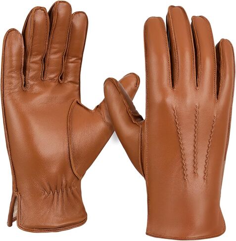 FIORETTO Men’s Chrome-Free Leather Gloves Winter – Touchscreen Driving Gloves with Warm Wool Lining M24001 in Kuwait