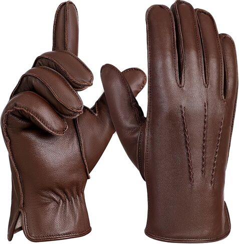 FIORETTO Men’s Chrome-Free Leather Gloves Winter – Touchscreen Driving Gloves with Warm Wool Lining M24001 in Kuwait