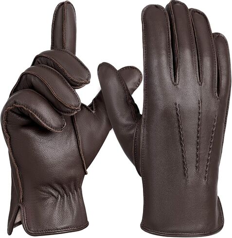 FIORETTO Men’s Chrome-Free Leather Gloves Winter – Touchscreen Driving Gloves with Warm Wool Lining M24001 in Kuwait