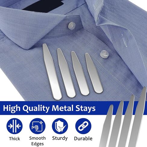 40 Metal Collar Stays For Men'S Dress Shirts - 4 Sizes in Inches (2.2", 2.5", 2.7", & 3") 10 Pieces Per Length For a Custom Fit And Crisp Look In a Handy Clear Plastic Box in Saudi Arabia