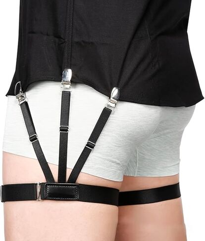 Shirt Stays for Men Police with Elastic Adjustable Garters Shirt Holders Belt Suspenders for Women Military in Saudi Arabia
