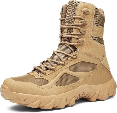 Men's Military Tactical Boots with Side Zipper Mesh Lightweight Non-Slip Platform Outdoor Motorcycle Hiking Desert Work Boots in Kuwait
