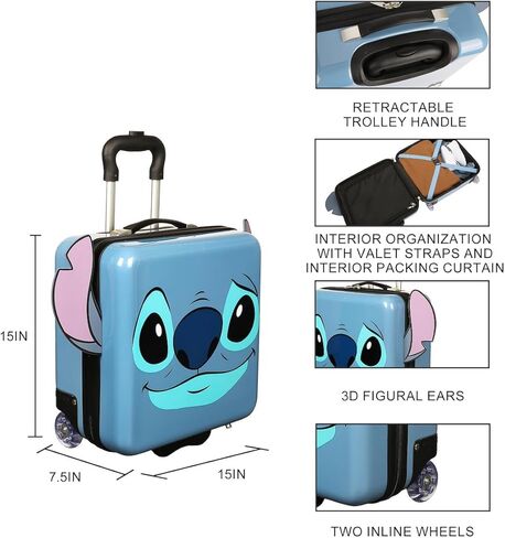 Bioworld Lilo & Stitch Stitch Character Face Blue 15" Novelty Luggage in Saudi Arabia