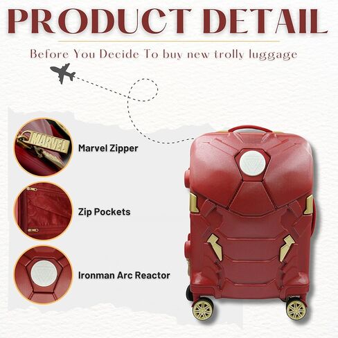 حقيبة سفر Marvel Iron Man Cabin مقاس 22 بوصة | حقيبة حمل بإضاءة LED | عجلات دوارة صلبة، ABS خفيف الوزن، قفل TSA آمن | معتمدة من شركة الطيران | حقيبة سفر للأطفال والكبار in Saudi Arabia