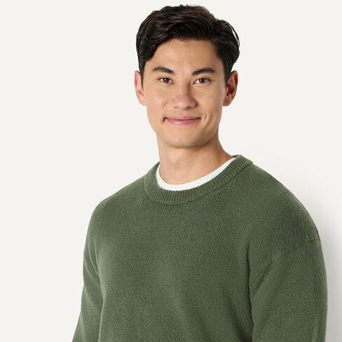 Amazon Essentials (Demi's Pick) Men's Relaxed-Fit Cotton Blend Textured Crewneck Pullover Sweater in Saudi Arabia