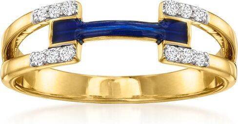 Ross-Simons 0.10 ct. t.w. Diamond and Blue Enamel Ring in 18kt Gold Over Sterling in Saudi Arabia