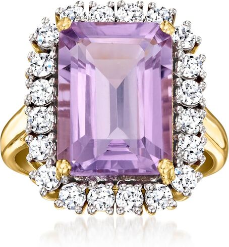 Ross-Simons 7.00 Carat Amethyst Ring With 1.00 ct. t.w. Lab-Grown Diamonds in 18kt Gold Over Sterling in Saudi Arabia