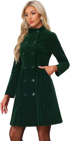 Allegra K Velvet A-Line Coat for Women's Steampunk Double Breasted Winter Trench Coats in Saudi Arabia