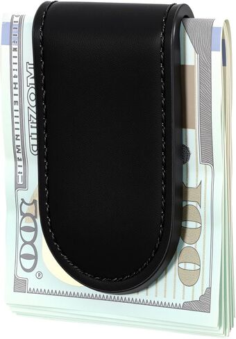 Slim Magnetic Money Clip Leather Business Card Holder Money Clip Wallet Pocket Cash Wallet for Men Black Christmas in Saudi Arabia