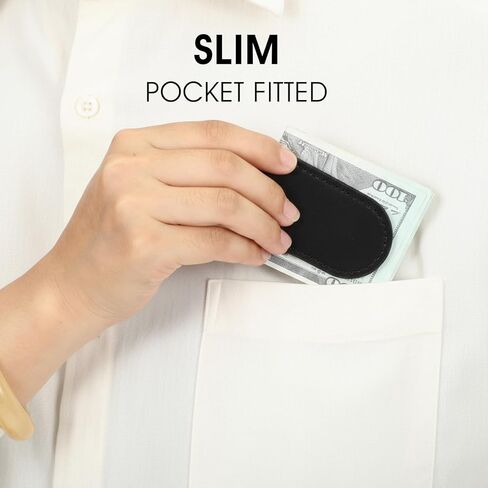 Slim Magnetic Money Clip Leather Business Card Holder Money Clip Wallet Pocket Cash Wallet for Men Black Christmas in Saudi Arabia