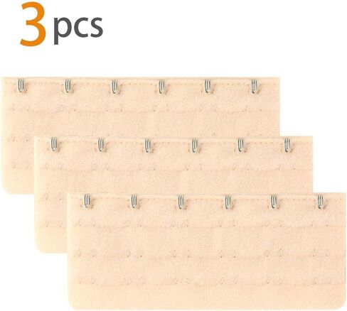 Uxcell Lady 3 صفوف 6 خطاف ملابس داخلية مشبك حمالة صدر محول 3 قطع بيج in Kuwait