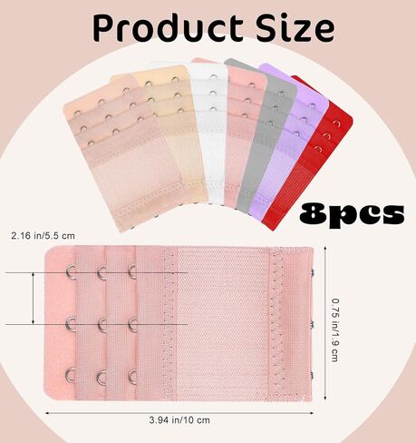 8Pcs Bra Extenders 3 Hooks, 3 Prong Bra Extender Adjustable Bras Extenders for Women, Elastic Soft Stretchy Bras Band Extension, Three Hook & Rows in Saudi Arabia