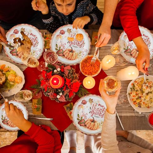 مجموعة أطباق ورقية لعيد الشكر مكونة من 168 قطعة من JOYIN، أواني طعام للاستعمال مرة واحدة للتجمع الاحتفالي، وحفلات عيد الشكر، وحصاد الخريف، ومجموعة أواني طعام ورقية ذهبية للاستعمال مرة واحدة لـ 24 ضيفًا، ومستلزمات حفلات عيد الشكر in Kuwait