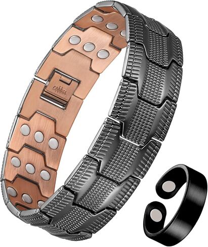 Copper Bracelet for Men, 3X Strength Magnetic Copper Bracelets for Men with 3500 Gauss Magnets, Adjustable Length with Sizing Tool in Saudi Arabia