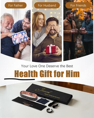 Copper Bracelet for Men, 3X Strength Magnetic Copper Bracelets for Men with 3500 Gauss Magnets, Adjustable Length with Sizing Tool in Saudi Arabia
