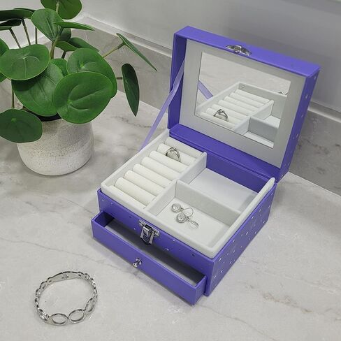 My Tiny Treasures Box Company Unicorn Jewelry Box for Little Girls and Young Girls with Mirror, Velvet Interior and Pull Out Drawer - 5.75 x 5.2 x 3.5 Inches (Purple) in Saudi Arabia