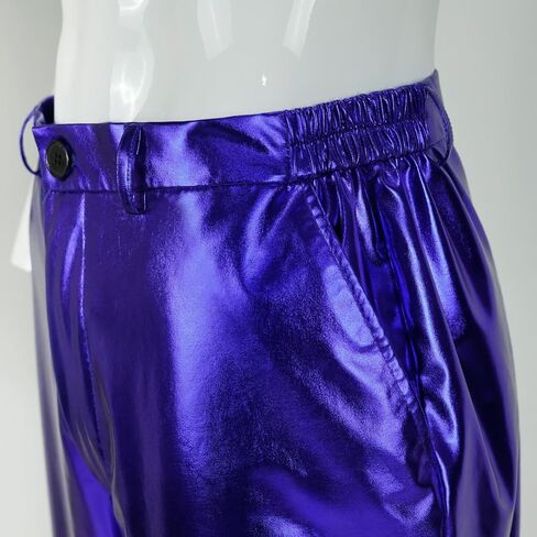 Mens Disco Pants 70s Retro Night Club Shiny Straight Leg Pants in Saudi Arabia