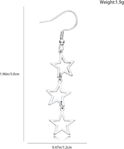 Star Y2K Earrings for Stainless Steel Drop & Dangle Silver Y2k Earring in Saudi Arabia