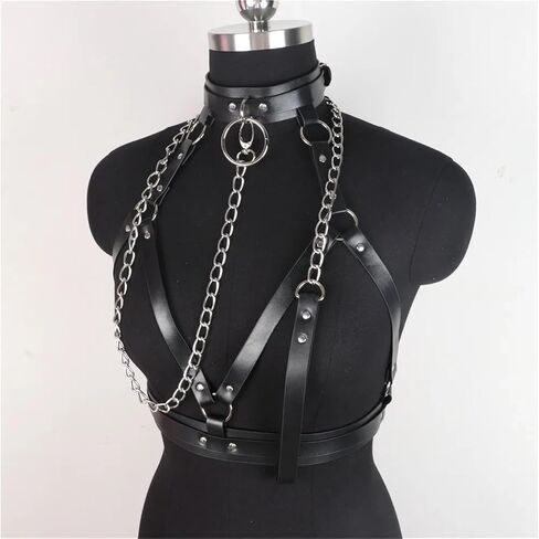 بولي Leather الجلود المختنق تسخير المرأة القوطي طوق المقود لفتاة الجمالية موضة Sexу المرأة حزام الملابس الداخلية الملحقات الغريبة in Kuwait