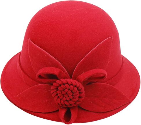 Women 1920s Vintage Flowers Bucket Cloche Bowler Hat Church Wedding Dress Fascinator Hat Winter Fedoras in Saudi Arabia