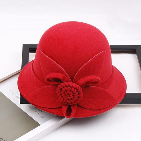 Women 1920s Vintage Flowers Bucket Cloche Bowler Hat Church Wedding Dress Fascinator Hat Winter Fedoras in Saudi Arabia