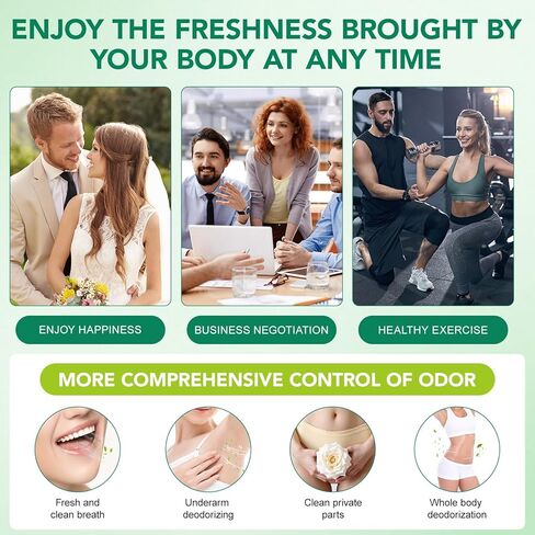 ملحق إزالة الروائح الكريهة للجسم | التحكم الطبيعي في الرائحة الداخلية | كبسولات الكلوروفيل | بالكلوروفيلين والبقدونس والنعناع | لصحة الجلد والنفس والجسم | كمية تكفي لمدة 4 أشهر - 120 كبسولة in Kuwait