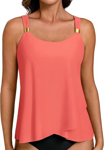Hanna Nikole Women Flowy Tankini Tops Only Tummy Control Bathing Suit Swim Top Ruffle Swimsuit No Bottom 2025 in Saudi Arabia