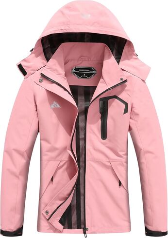 Women's Waterproof Lightweight Raincoat Windproof Windbreaker with Detachable Hood Breathable Outdoor Rain Jacket for Hiking in Saudi Arabia