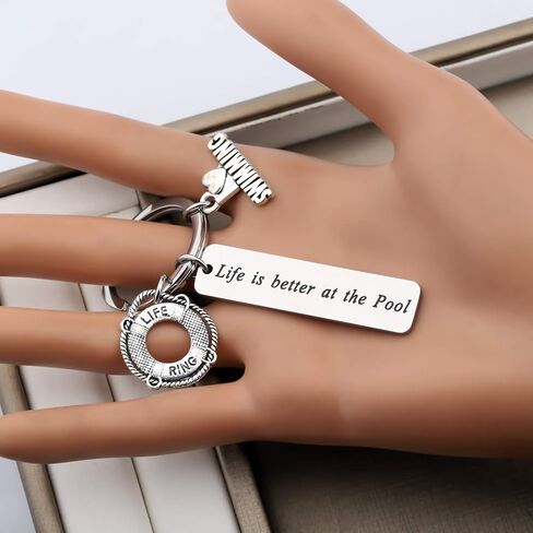 CENWA Swimming Lover Gift Life is Better at The Pool Swimming Keychain Swim Team Gift Swim Jewelry for Swimmers in Saudi Arabia