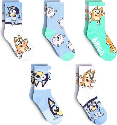 Bluey Kids Crew Socks 5 Pack for Boys & Girls, Size 4-6 – Official Bingo Cartoon Socks, Soft Breathable Gifts in Saudi Arabia