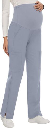 سروال فرك الأمومة للسيدات من AMPOSH مع 6 جيوب ملابس عمل للحمل ذات ساق مستقيمة قابلة للتمدد in Kuwait