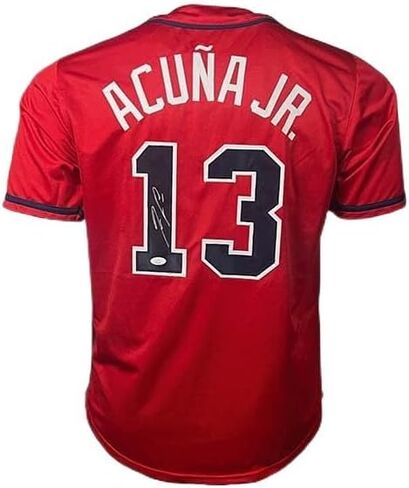 Ronald Acuna Jr. Autographed Red Baseball Jersey JSA in Saudi Arabia