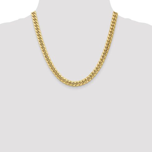 Diamond2Deal 10k الذهب الأصفر 7.3 ملم قلادة سلسلة ميامي الكوبية شبه الصلبة in Saudi Arabia