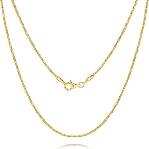 14K Gold Plated Necklace for Women 14K Gold Plated Chain for Women Mens Necklace Box Chains for Men Refined Classic Golden Chain for Men Necklaces for Womens 1.3/1.5mm in Saudi Arabia