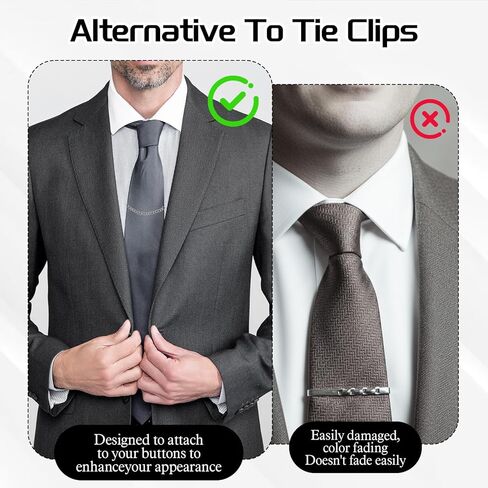 3 Pack Tie Chain for Men Elegant Necktie Clips with Ring Clasps Suits Accessories Classic Tie Tacks Chain Set for Wedding Business Birthday Jewelry Party Gift in Saudi Arabia