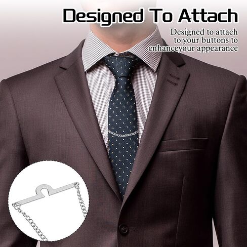 3 Pack Tie Chain for Men Elegant Necktie Clips with Ring Clasps Suits Accessories Classic Tie Tacks Chain Set for Wedding Business Birthday Jewelry Party Gift in Saudi Arabia