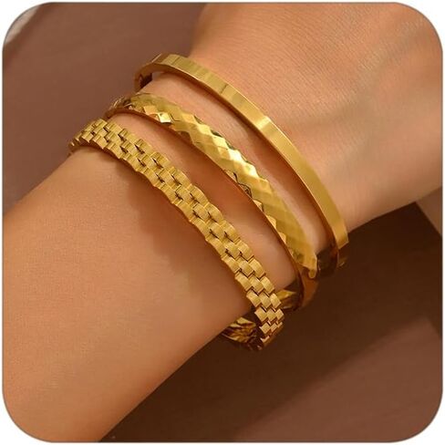 Gold Bracelets For Women Heart Trendy Non Tarnish Trendy Stackable Charm Cuff Cute Mother Daughter Stainless Steel Bracelets in Saudi Arabia